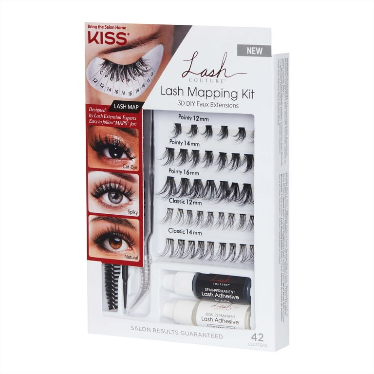 KISS Lash Couture 3D DIY Faux Extensions Lash Mapping Kit, Black, 42 Lash  Clusters