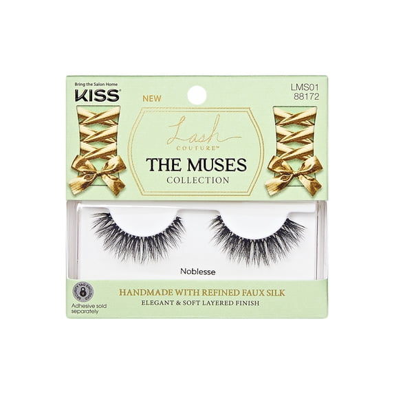 Kiss Lash Couture the Muses False Eyelashes, Strip Lashes, Noblesse, Black, 1 Pair