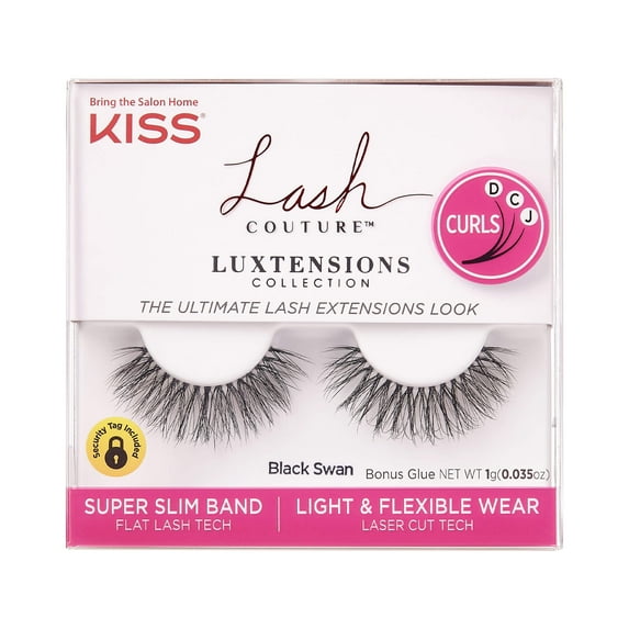 Kiss Lash Couture LuXtensions Collection False Eyelashes, ‘Black Swan’ - 1 Pair