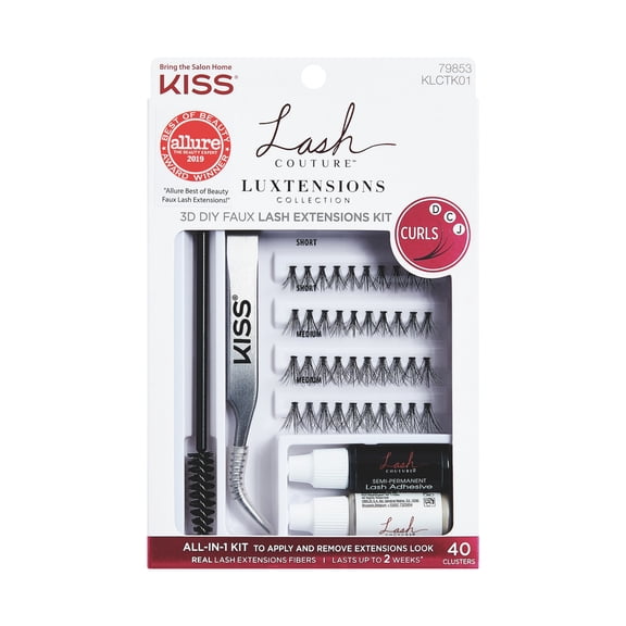 Kiss Lash Couture Luxtensions 3D DIY Faux Lash Extensions Kit, 40 Lash Clusters, 44 Count