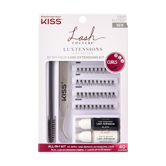 KISS Lash Couture Luxtensions 3D DIY Faux Lash Extensions Kit, 40 Lash Clusters, 44 Count