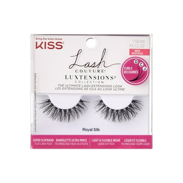 KISS Lash Couture Luxtension False Eyelashes, Strip Lashes, Royal Silk, Black, 10mm, 1 Pair