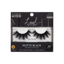 KISS Lash Couture Matte Black Faux Mink False Eyelashes, Strip Lashes, Matte Velvet, Black, 1 Pair