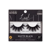 Kiss Lash Couture Matte Black Faux Mink False Eyelashes, Strip Lashes, Matte Velvet, Black, 1 Pair