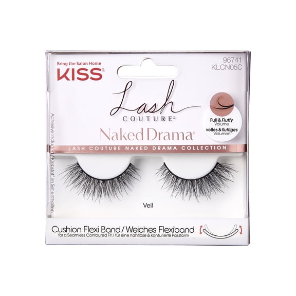 KISS Lash Couture Naked Drama False Eyelashes, Veil, 1 Pair