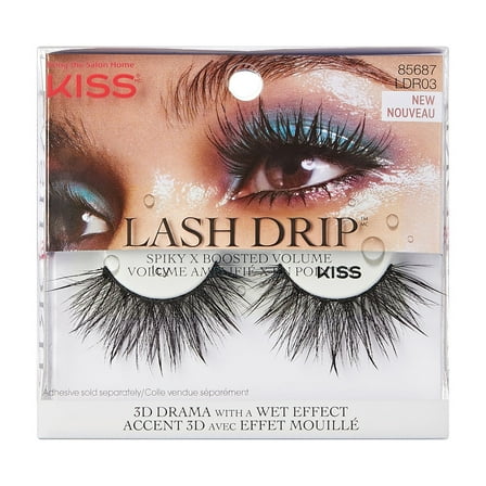 KISS Lash Drip 3D Drama, False Eyelashes, Icy, Strip Lash, 1 Pair