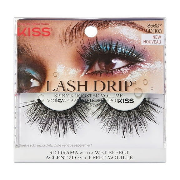 KISS Lash Drip 3D Drama, False Eyelashes, Icy, Strip Lash, 1 Pair