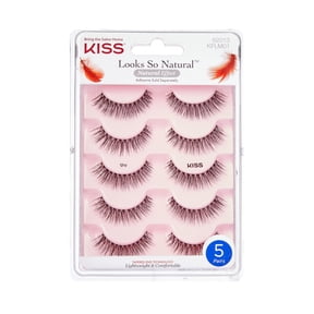 Kiss Looks So Natural False Eyelashes Multipack, 'Shy', 12mm, 5 Pairs Strip Lashes