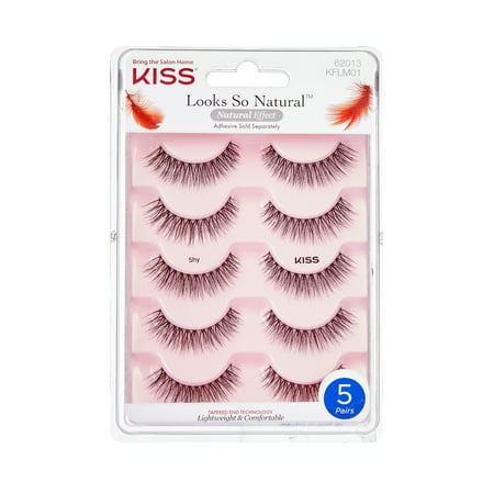 Kiss Looks So Natural False Eyelashes Multipack, 'Shy', 12mm, 5 Pairs Strip Lashes
