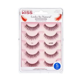 Kiss Looks So Natural False Eyelashes Multipack, 'Shy', 12mm, 5 Pairs Strip Lashes