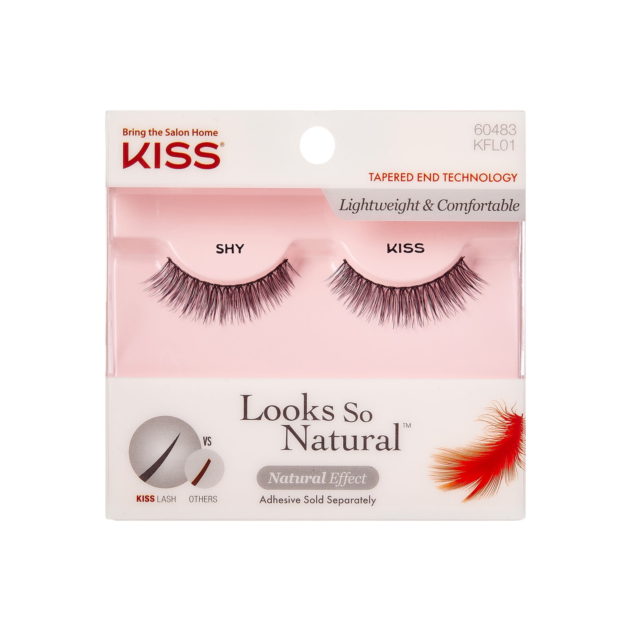 Kiss Looks So Natural False Eyelashes with Tapered End Technology, 'Shy', 1 Pair