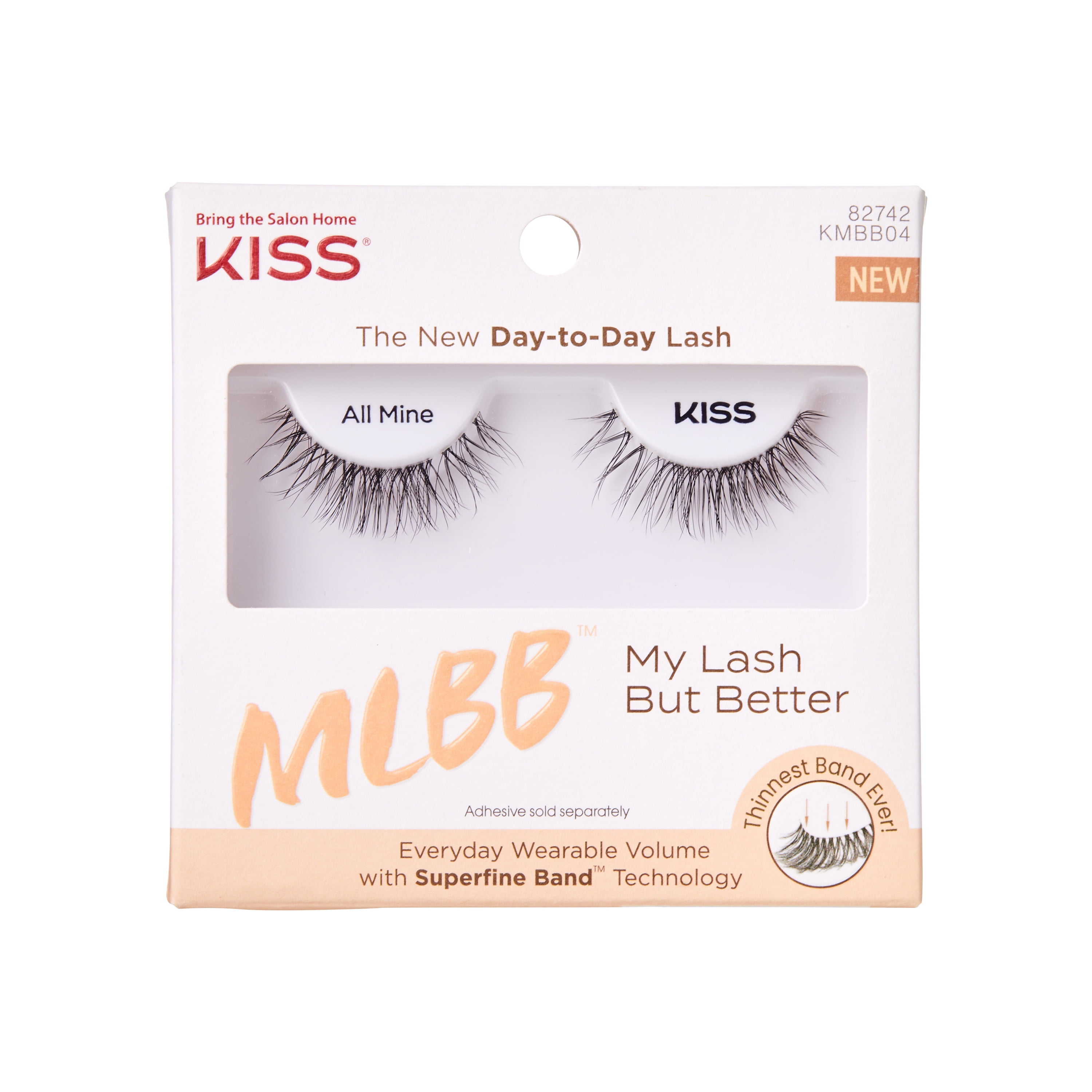 KISS My Lash but Better False Eyelashes, Strip Lashes, All Mine, Black, 10mm, 1 Pair