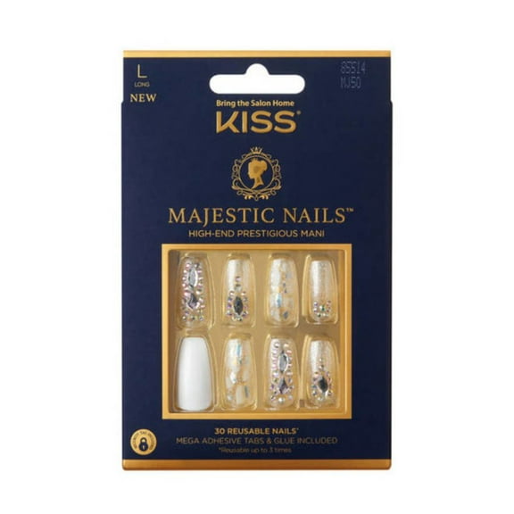 KISS Majestic Nails High-End Reusable Manicure - Long Coffin - 30ct [MJ50]