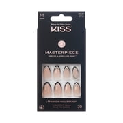 Kiss Masterpiece Press On Nails, Black Tips, Medium Length, Almond Shape, 30 Count