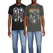 KISS Men's & Big Men's Group Graphic Print Band T-Shirts, 2-Pack, Sizes S-3XL