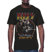 KISS, Mens Graphic Crew Neck T-Shirt, Alive In 75, Sizes S-3XL