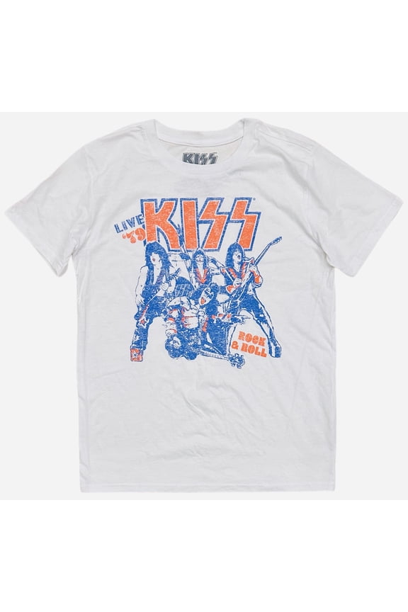 Men's T-Shirt Genuine Merch Vintage Live 1979 Distressed Print Tee in White (Medium, White)