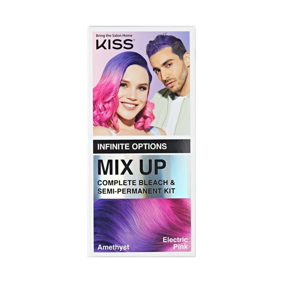 KISS Mix Up Complete Bleach & Semi-Permanent Hair Color Kit - Electric Pink & Amethyst