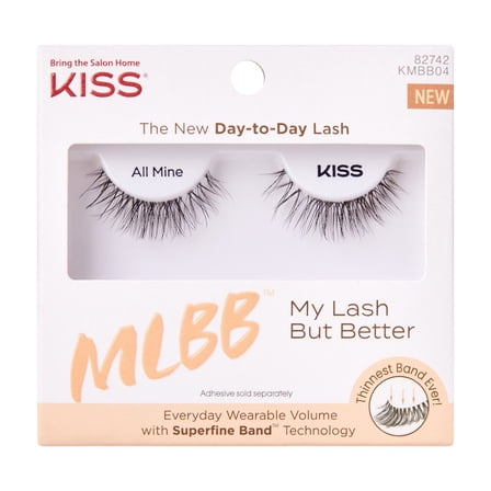KISS My Lash but Better False Eyelashes, Strip Lashes, All Mine, Black, 10mm, 1 Pair