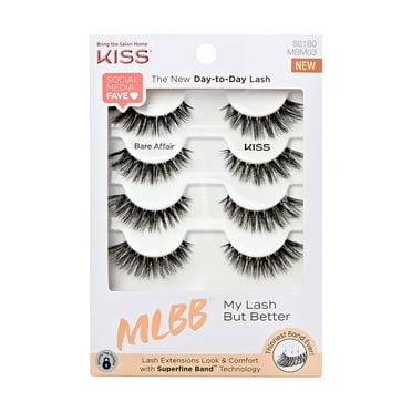 KISS My Lash But Better False Eyelashes Multipack, 'Bare Affair', 4 Pair Strip Lashes
