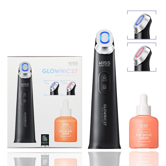 KISS NEW YORK GLOWNIC27 Facial Beauty Device, Microcurrent Glass Glow Skin Booster for Enhancing Korean Skin Care Absorption and Ability to Lift, Improves Hydration Barrier, Elasticity, Even Tone