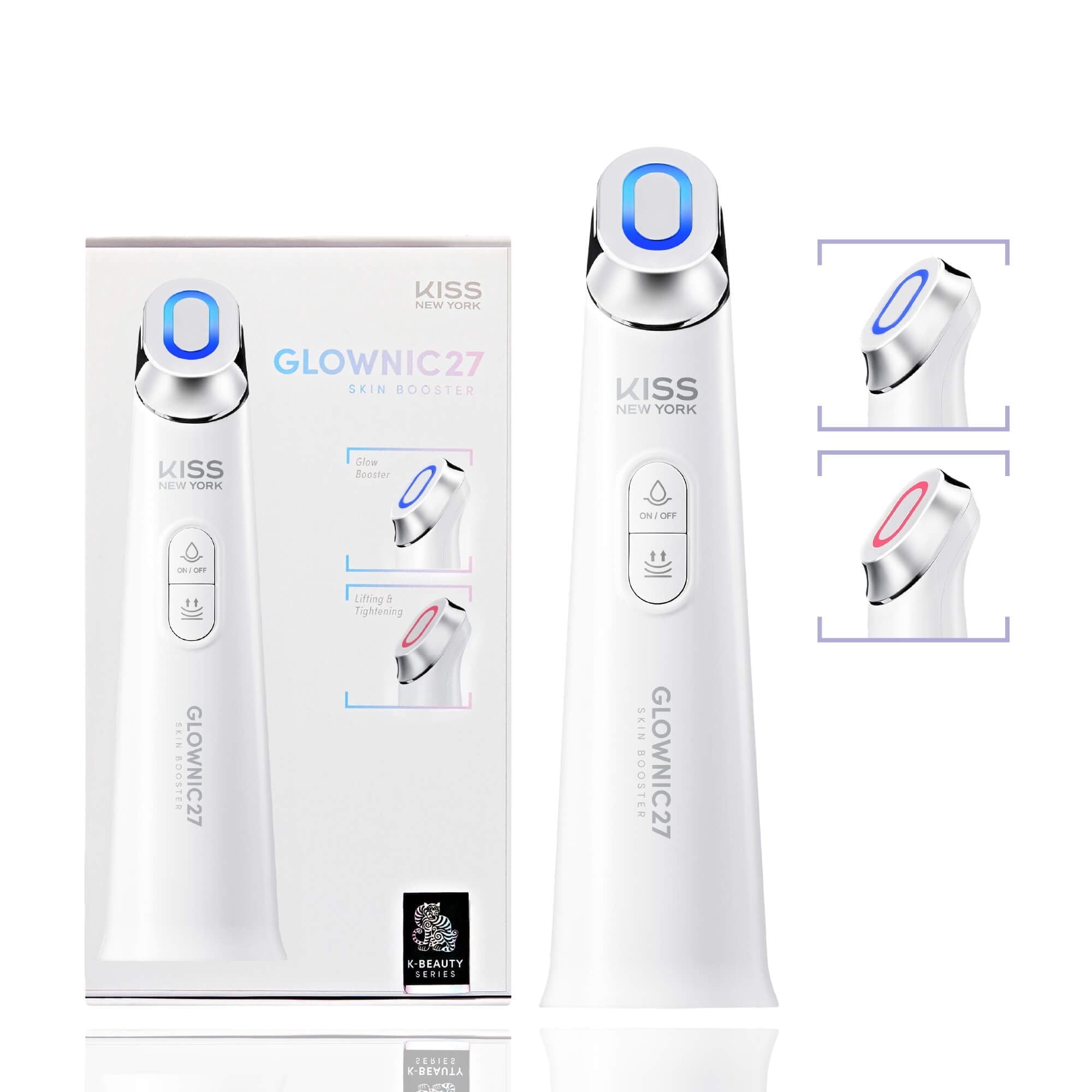 KISS NEW YORK GLOWNIC27 Facial Beauty Device, Microcurrent Glass Glow Skin Booster for Enhancing Korean Skin Care Absorption and Ability to Lift, Improves Hydration Barrier, Elasticity, Even Tone
