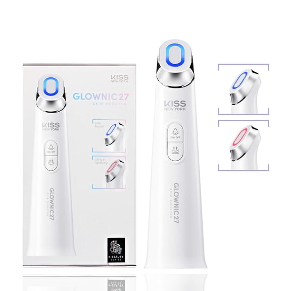 KISS NEW YORK GLOWNIC27 Facial Beauty Device, Microcurrent Glass Glow Skin Booster for Enhancing Korean Skin Care Absorption and Ability to Lift, Improves Hydration Barrier, Elasticity, Even Tone