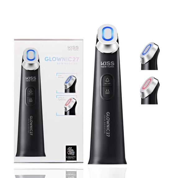 KISS NEW YORK GLOWNIC27 Facial Beauty Device, Microcurrent Glass Glow Skin Booster for Enhancing Korean Skin Care Absorption and Ability to Lift, Improves Hydration Barrier, Elasticity, Even Tone