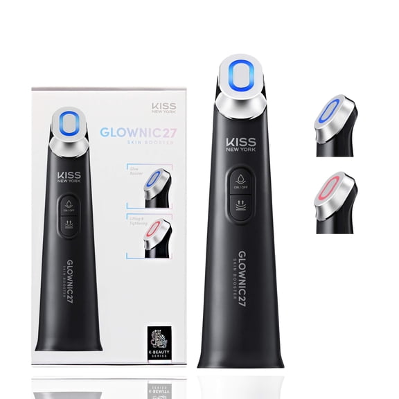 KISS NEW YORK GLOWNIC27 Facial Beauty Device, Microcurrent Glass Glow Skin Booster for Enhancing Korean Skin Care Absorption and Ability to Lift, Improves Hydration Barrier, Elasticity, Even Tone