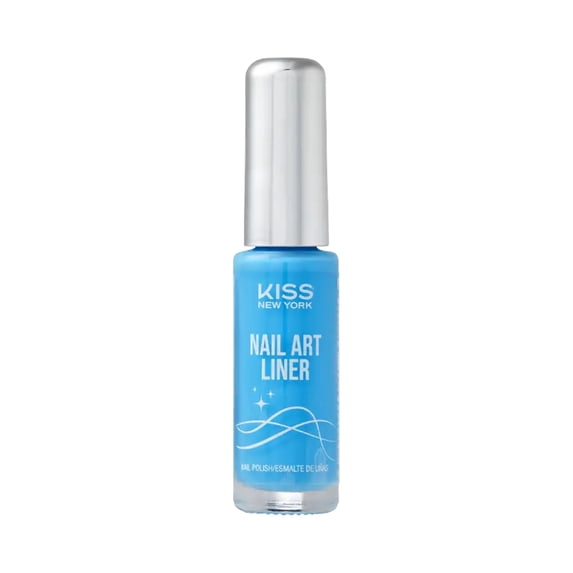 KISS NEW YORK Nail Art Liner, Fast-Drying, Slow Drip, Low Odor, Fine Tip Bristles for Precise Lines, Salon Results at Home for Professional Nail Art (Blue Lagoon)