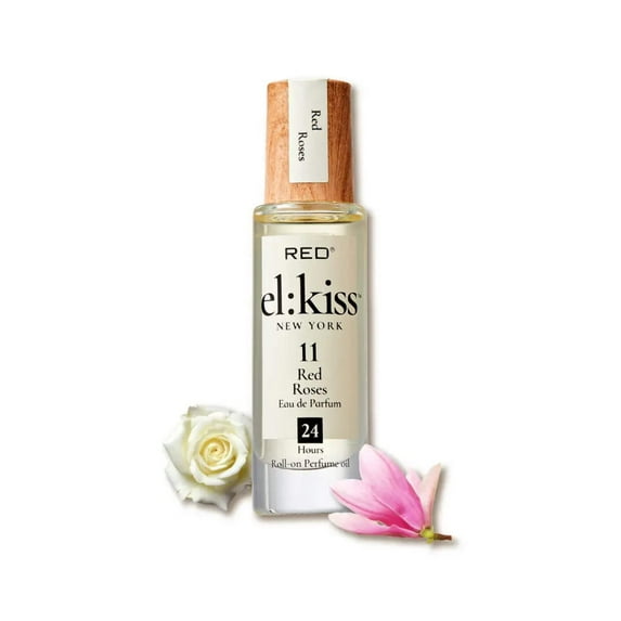 EL:KISS Roll On Perfume, Red Roses Inspired by Jo M Eau de Parfum 12mL (.40 Fl Oz), Hydrating & Long-Lasting Up to 24 Hours, Alcohol-Free & Mineral Oil-Free, Infused with Jojoba, Argan & Coconut Oil