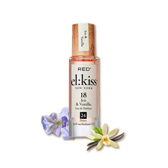 EL:KISS Roll On Perfume, Iris & Vanilla Inspired by La V. E. Belle, Eau de Parfum 12mL (.40 Fl Oz), Hydrating & Long-Lasting, Alcohol & Mineral Oil-Free, Infused With Jojoba, Argan & Coconut Oil