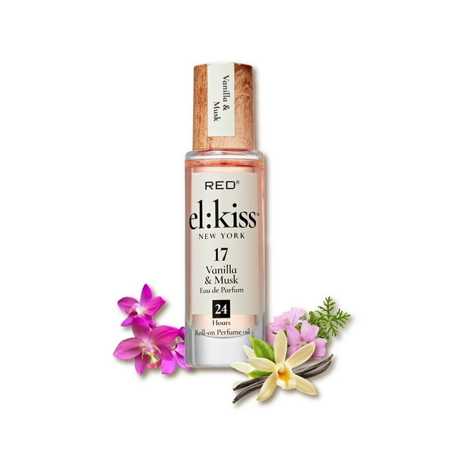 EL:KISS Roll On Perfume, Vanilla & Musk Inspired by Yara, Eau de Parfum 12mL (.40 Fl Oz), Hydrating & Long-Lasting, Alcohol & Mineral Oil-Free, Infused With Jojoba, Argan & Coconut Oil