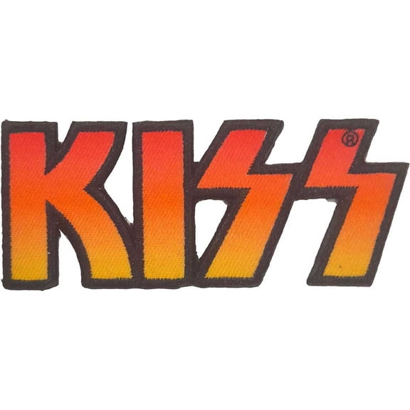 KISS Patch Cut Out Band Logo new Official Black Woven Iron On 40 x 95mm