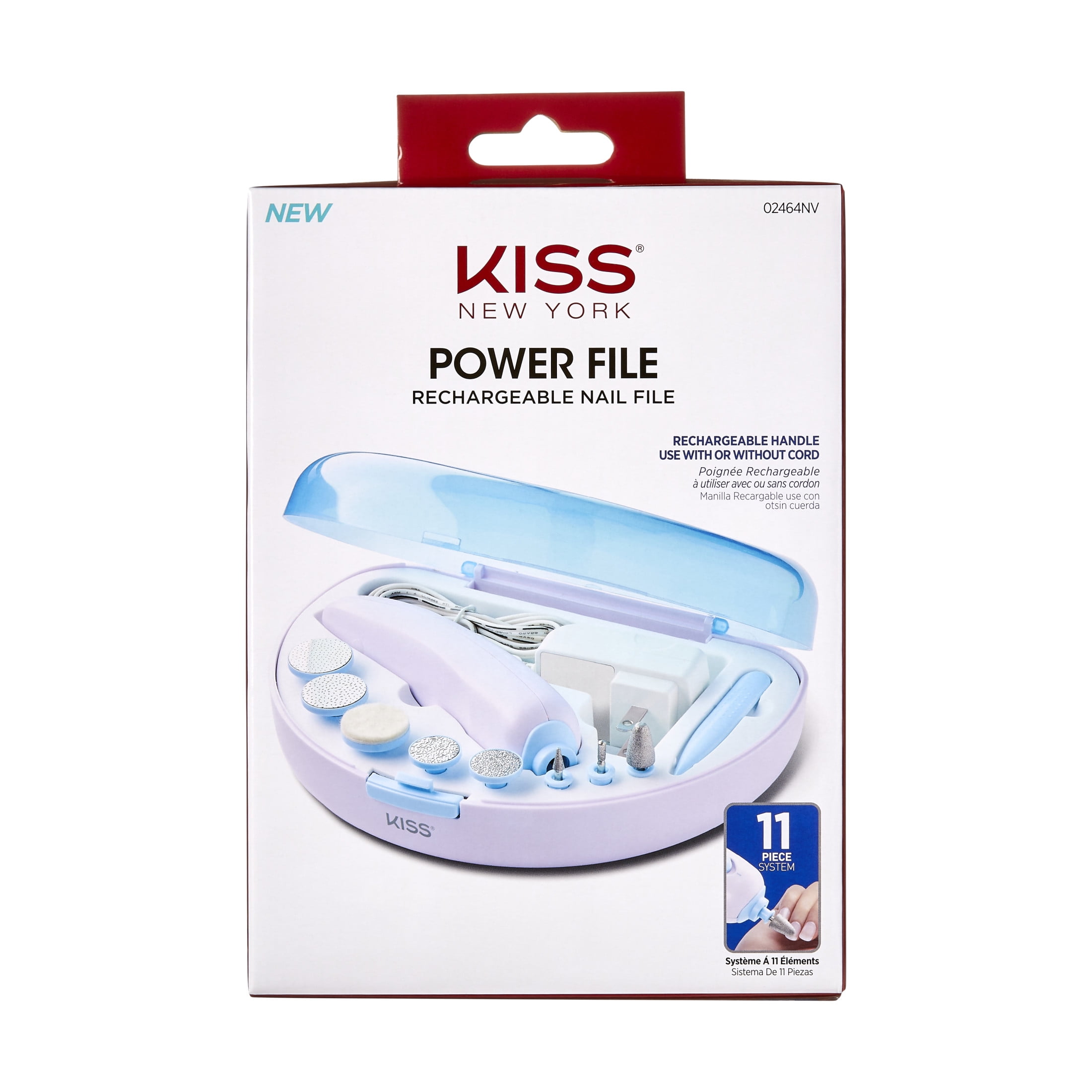 KISS Power File Rechargeable Nail File Kit Storage Case, 8