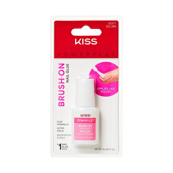 KISS PowerFlex Brush-On Nail Glue for Press Ons, Ultra Hold Flex Formula, 5g (0.17 oz.)
