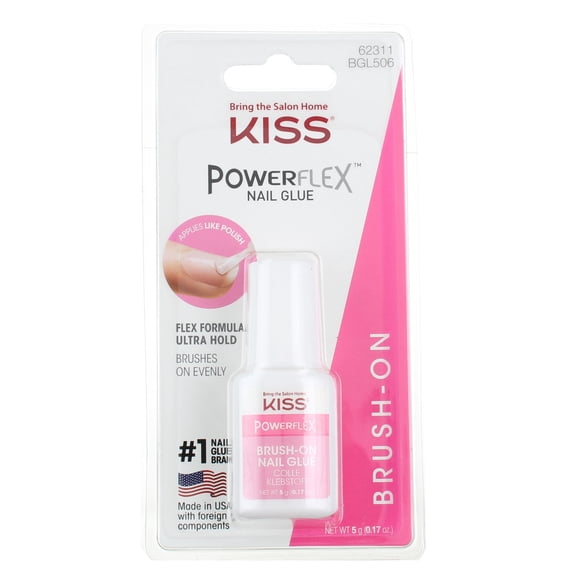 KISS Powerflex Brush On Nail Glue, 0.17 oz (3 pack) (Bundle)