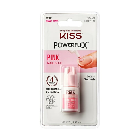 KISS PowerFlex Ultra-Hold Formula Instant Bond Pink Nail Glue – 3g (0.10 oz.)