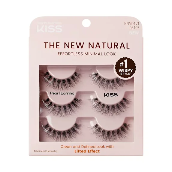 KISS Products False Eyelashes - No. 01 -Lifted Effect Wispy Style 3pr
