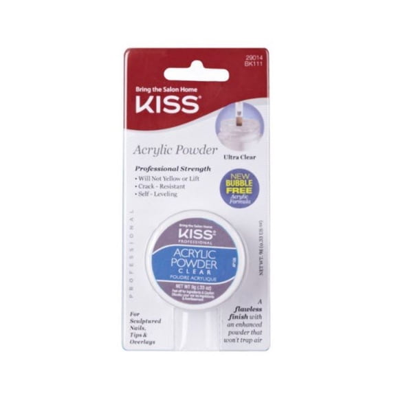 KISS Professional Acrylic Powder Clear, Salon Quality Polymer Base for False Nail Extensions 0.33 oz - BK111