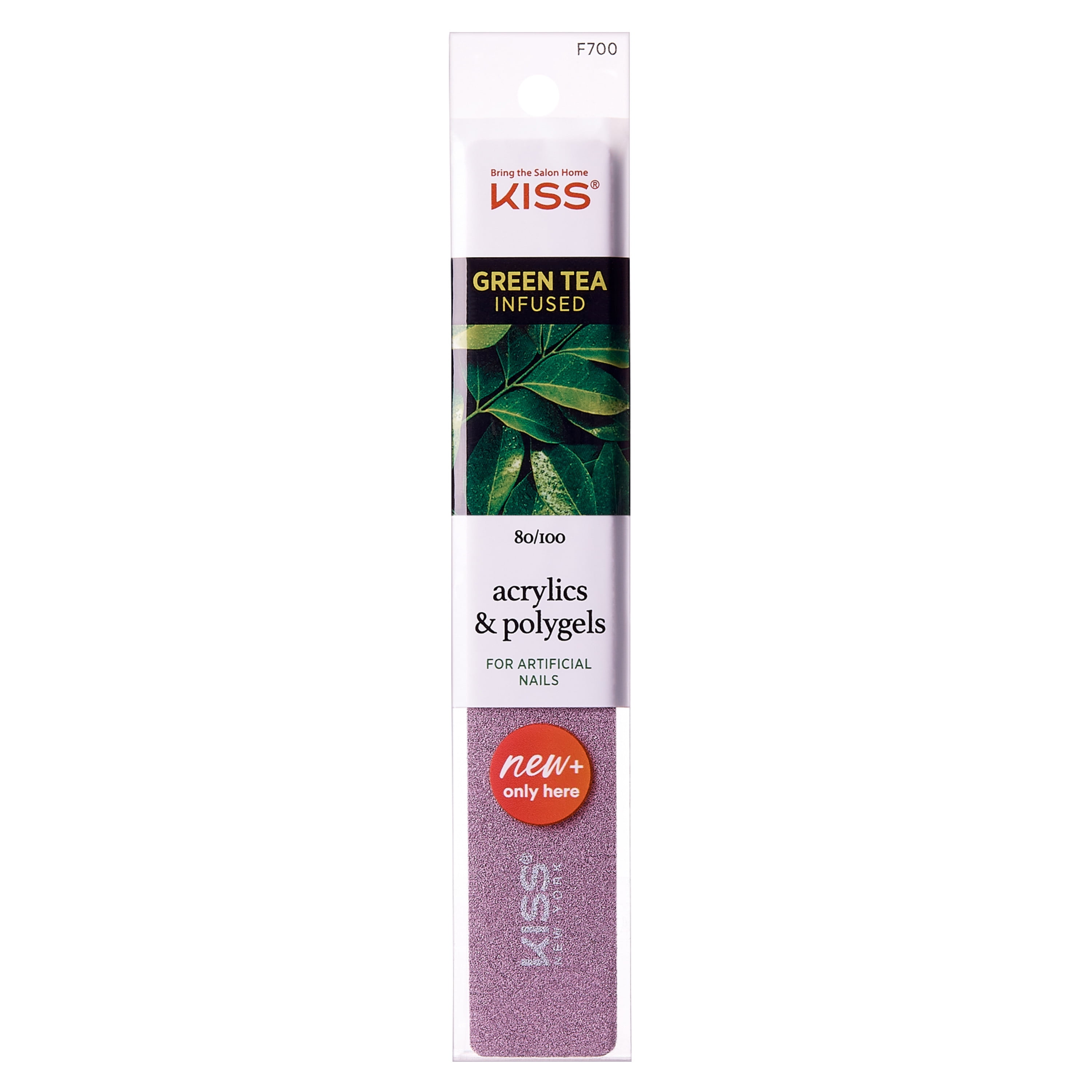 KISS Professional Green Tea Infused 2-Sided Artificial Nail File, Acrylics & Polygels, 80/100