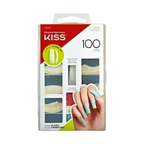 KISS Full-Cover Curve Overlap Long Square Oval Press on Nails with Glue, Clear, 100 Pieces