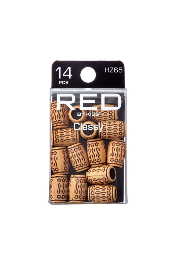 - RED BRAID CHARM CLASSY WOODEN BEAD HZ65