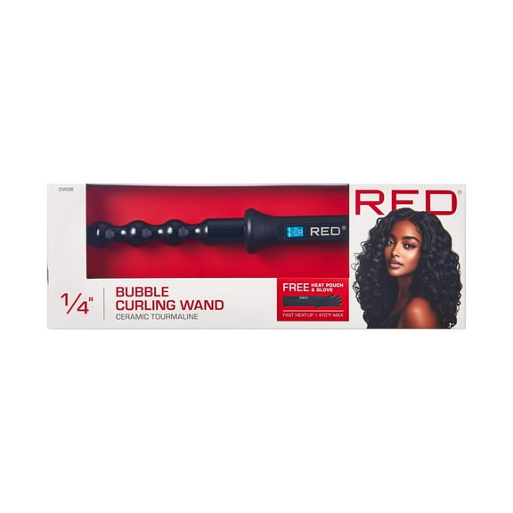RED Pro 1" Bubble Curling Wand – Ceramic Tourmaline No-Clip Styling Tool for Effortless Spiral Curls & Natural, Textured Hairstyles