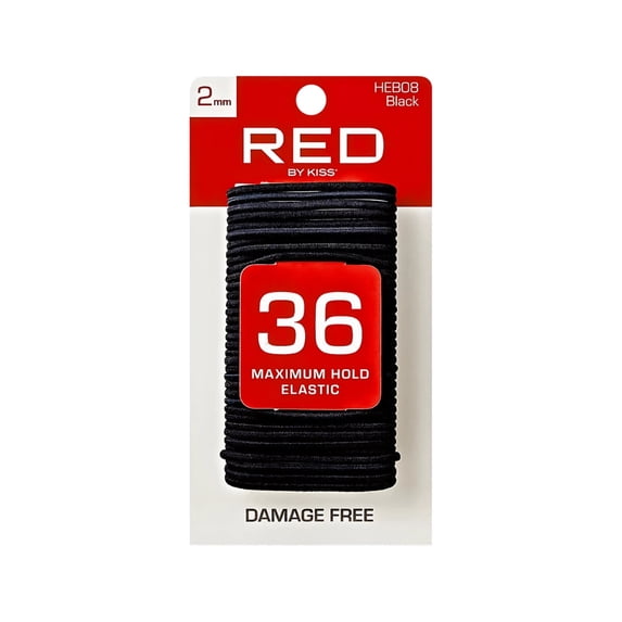 Red by Kiss Elastic Band 2mm – 36 Ct | Gentle Hold Hair Elastics for Everyday Styling