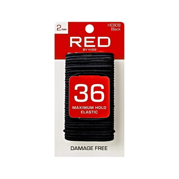 Red by Kiss Elastic Band 2mm 36 Ct | Gentle Hold Hair Elastics for Everyday Styling