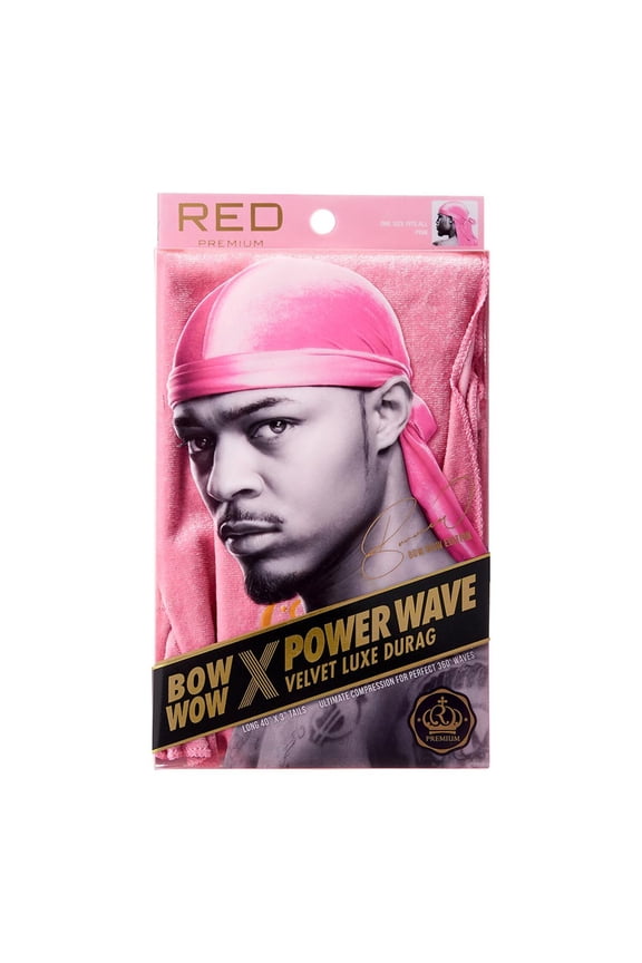 Kiss Red Power Wave Velvet Luxe Durag, Pink 1 Each