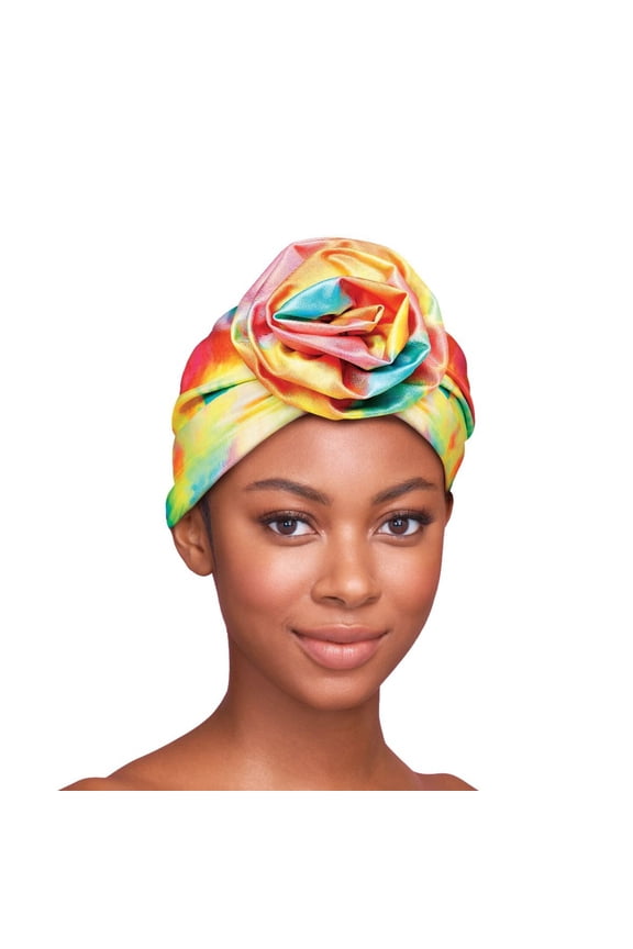 - RED TOP KNOT TURBAN - TIE DYE