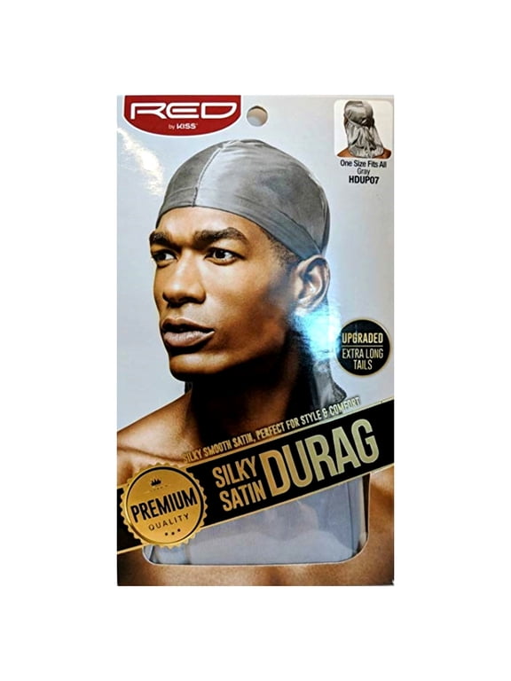Red Durag Silky Satin Gray Extra Long Tails 1 Each