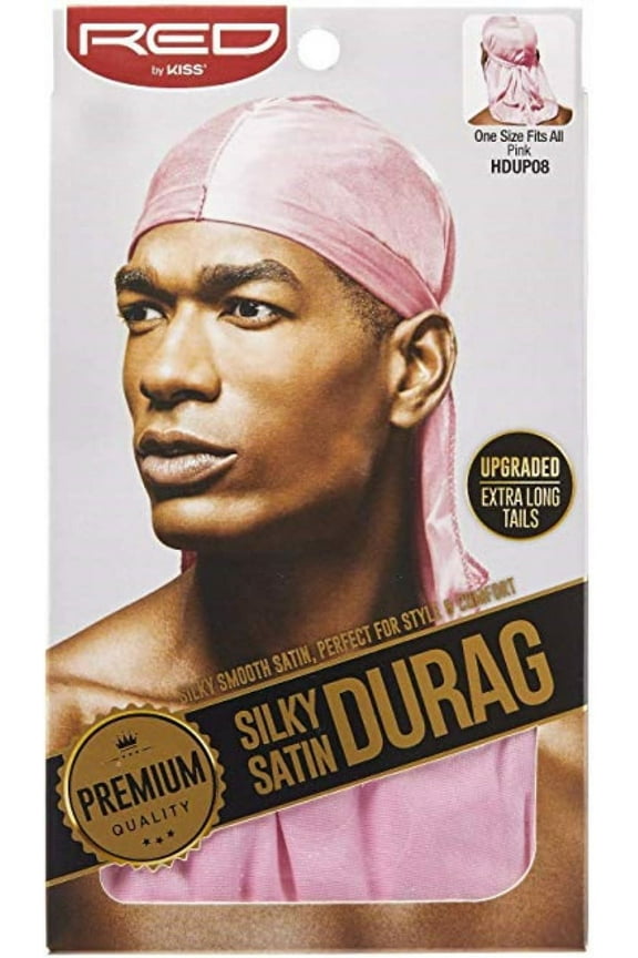 Red Durag Silky Satin Pink Extra Long Tails 1 Each